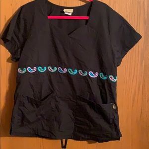 Embroidered scrub top